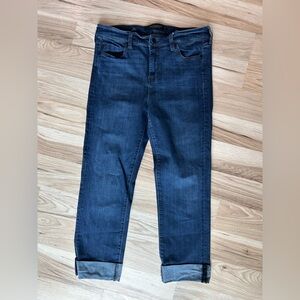 Liverpool Womens The Crop Jeans Sz 10/30 Blue Cuffed Stretch Denim Cropped